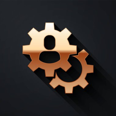 Altın başlı av ikonu siyah arka planda izole edildi. İş hedefi ya da İstihdam tabelası. İş için insan kaynakları ve adam toplama. Uzun gölge tarzı. Vektör.