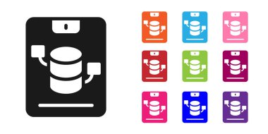 Siyah Sunucu, Data, Web Sunucu simgesi beyaz arkaplanda izole edildi. Simgeleri renklendirin. Vektör
