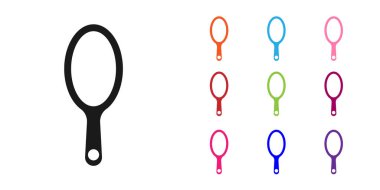 Siyah El ayna simgesi beyaz arkaplanda izole edilmiş. Simgeleri renklendirin. Vektör.