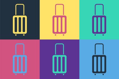 Seyahat simgesi için Pop Art Bavulu renk arkaplanında izole edildi. Seyahat bagaj tabelası. Seyahat bagaj ikonu. Vektör.