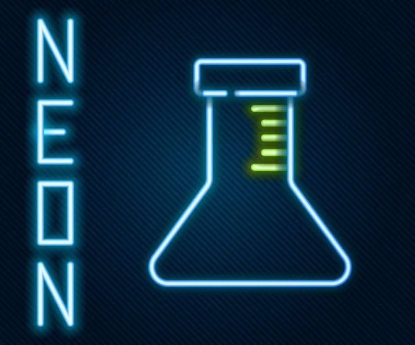 Gloeiende Neonlijn Testbuis Kolf Pictogram Geïsoleerd Zwarte Achtergrond Chemische Laboratoriumtest — Stockvector