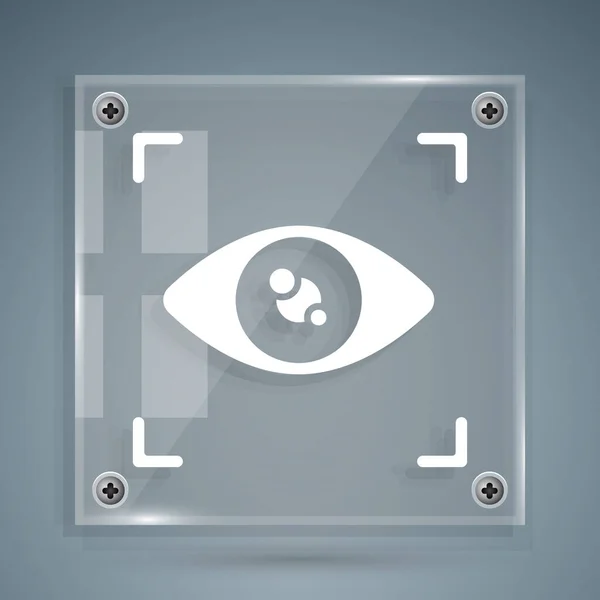 White Eye Scan Icon Isolated Grey Background Scanning Eye Security — Stock Vector