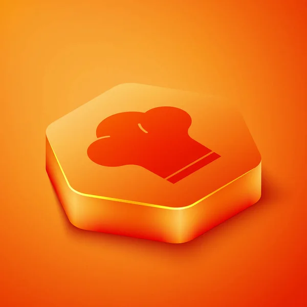 Isometrische Kochmütze Symbol Isoliert Auf Orangefarbenem Hintergrund Kochendes Symbol Kochmütze — Stockvektor