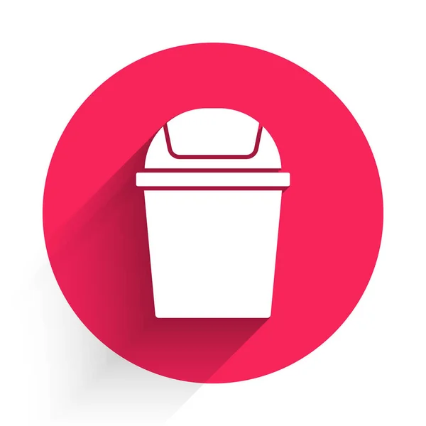 白色的垃圾堆可以用很长的阴影把它们隔离起来 垃圾箱标志 回收篮图标 办公室垃圾图标 红圈按钮B — 图库矢量图片