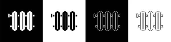 Setzen Sie Das Heizkörpersymbol Isoliert Auf Schwarzem Und Weißem Hintergrund — Stockvektor