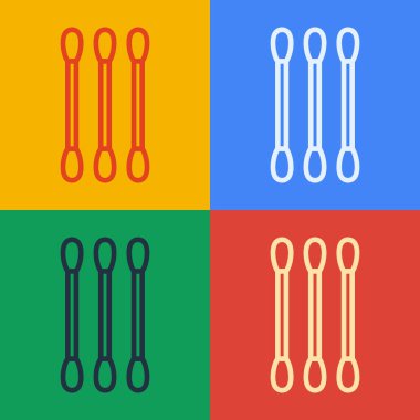 Popüler sanat eseri pamuk çubuğu kulak için renk arkaplanından izole edilmiş bir simge. Vektör.