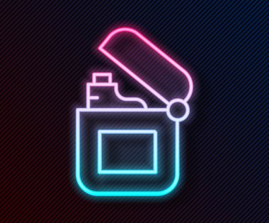 Parlayan neon hattı Aydınlık simgesi siyah arkaplanda izole edildi. Vektör.