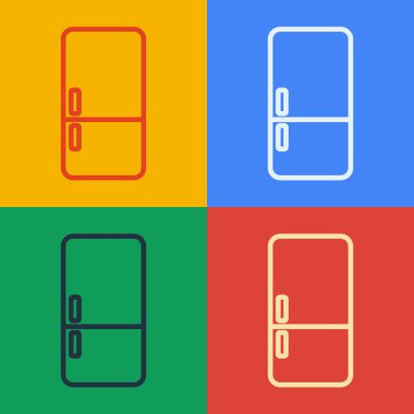 Pop Art Line Buzdolabı simgesi renk arkaplanında izole edildi. Buzdolabı buzdolabı. Ev aletleri ve aletler. Vektör.