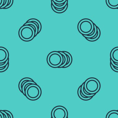 Siyah çizgi simgesi yeşil arkaplanda izole edilmiş pürüzsüz desen. Çatal bıçak sembolü. Restoran tabelası. Vektör.