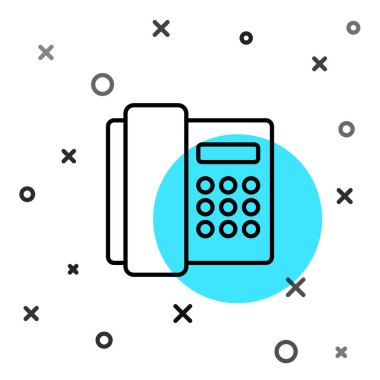 Siyah hat telefon ahizesi simgesi beyaz arkaplanda izole edildi. Telefon işareti. Rastgele dinamik şekiller. Vektör.