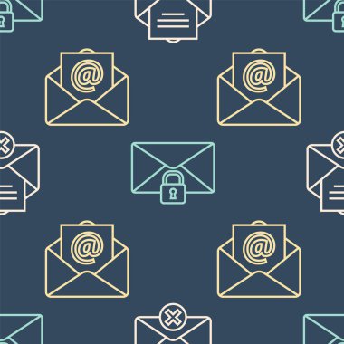 Satır Sil zarfını, e- postayı ve e- postayı ayarlayın ve ileti kilidi parolasını pürüzsüz desene ayarlayın. Vektör.