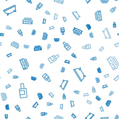 Şişe temizleyicisi, küvet ve fırça için dikişsiz desen ayarlayın. Vektör.