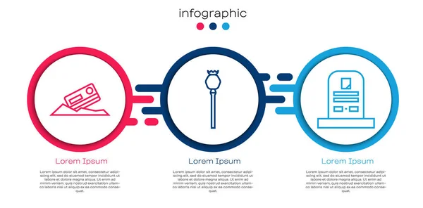 Set Line Kokain Und Kreditkarte Schlafmohn Und Grabstein Mit Rip — Stockvektor