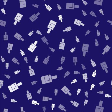 Çamaşır deterjanı, çamaşır suyu, bulaşık suyu ya da mavi arka planda izole edilmiş başka bir temizlik maddesi ikonu için beyaz plastik şişe. Vektör.