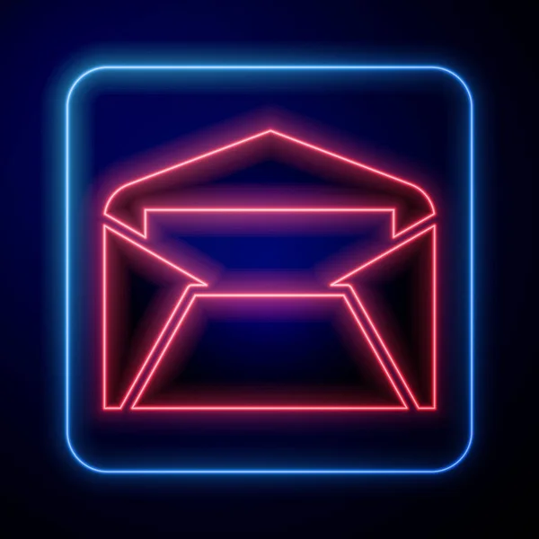 Φωτεινός Νέον Φάκελος Εικονίδιο Απομονωμένο Μπλε Φόντο Email Σύμβολο Γράμμα — Διανυσματικό Αρχείο