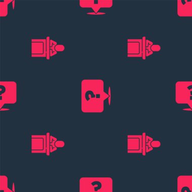 Sözcü ve Soru işaretini kusursuz desene ayarla. Vektör.