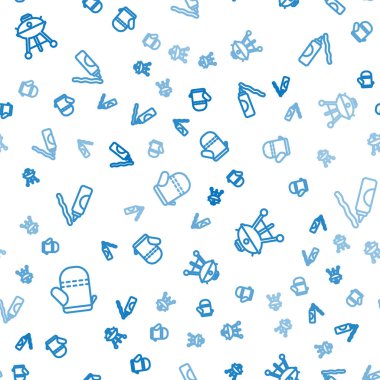 Fırın eldiveni, ızgara ızgara ve ketçap şişesini kusursuz desene ayarlayın. Vektör.