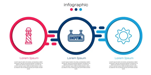 Установочная Линия Маяк Доска Текстом Отель Солнце Бизнес Инфографический Шаблон — стоковый вектор