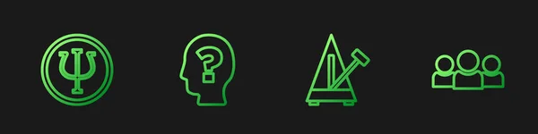 Establecer Línea Metrónomo Con Péndulo Psicología Psi Head Signo Interrogación — Archivo Imágenes Vectoriales