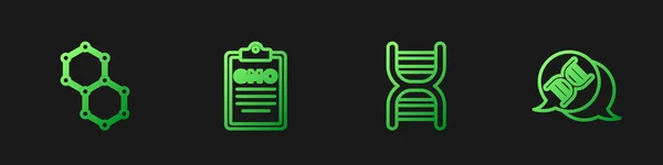 Set Line Dna Symbol Chemical Formula Gmo Градиентные Цветные Иконки — стоковый вектор