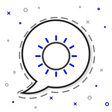 Çizgi Sun simgesi beyaz arkaplanda izole edildi. Yaz sembolü. Güneşli bir gün. Renkli taslak konsepti. Vektör İllüstrasyonu.