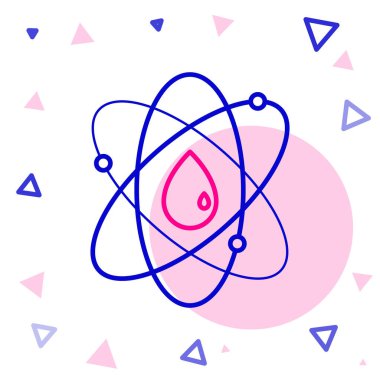 Satır Atom simgesi beyaz arkaplanda izole edildi. Bilimin, eğitimin, nükleer fiziğin, bilimsel araştırmaların sembolü. Renkli taslak konsepti. Vektör İllüstrasyonu.