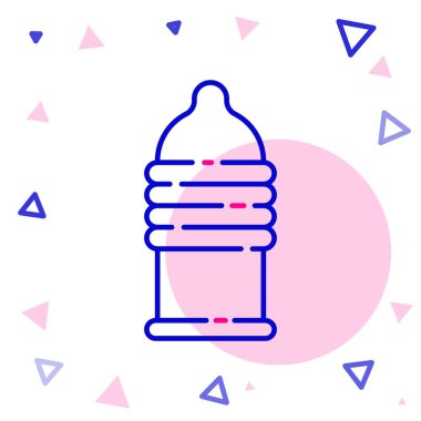 Hat prezervatifi güvenli seks ikonu beyaz arka planda izole edildi. Güvenli aşk sembolü. Erkekler için doğum kontrol yöntemi. Renkli taslak konsepti. Vektör İllüstrasyonu.