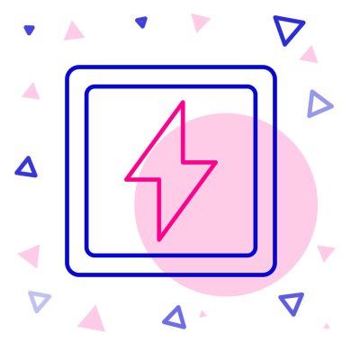 Şimşek çizgisi simgesi beyaz arkaplanda izole edildi. Flaş işareti. Flaş ikonunu yükle. Gök gürültüsü. Yıldırım çarpması. Renkli taslak konsepti. Vektör İllüstrasyonu.