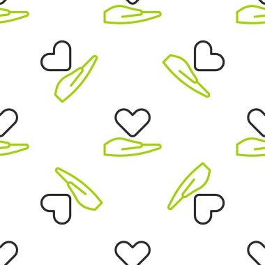 Çizgi Yürek el simgesi beyaz arka planda izole edilmiş kusursuz desen. El çabukluğu aşk sembolü. Sevgililer Günü sembolü. Vektör İllüstrasyonu.