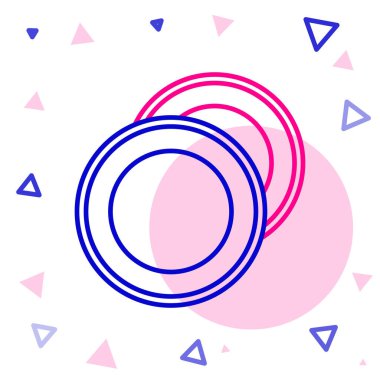 Beyaz arkaplanda satır simgesi izole edildi. Çatal bıçak sembolü. Restoran tabelası. Renkli taslak konsepti. Vektör İllüstrasyonu.