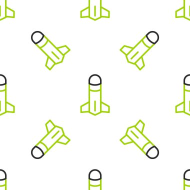 Çizgi Roket simgesi beyaz arkaplanda izole edilmiş kusursuz desen. Vektör.