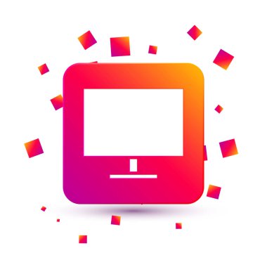 Beyaz Bilgisayar ekranı ekranı simgesi beyaz arkaplanda izole edildi. Elektronik cihaz. Ön manzara. Kare renk düğmesi. Vektör İllüstrasyonu.