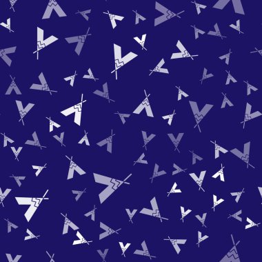 Beyaz geleneksel kızılderili çadırı ya da wigwam ikonu mavi arka planda izole edilmiş pürüzsüz desen. Kızılderili çadırı. Vektör.