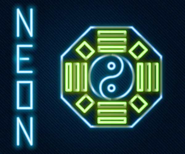 Glödande Neon Linje Yin Yang Symbol För Harmoni Och Balans — Stock vektor