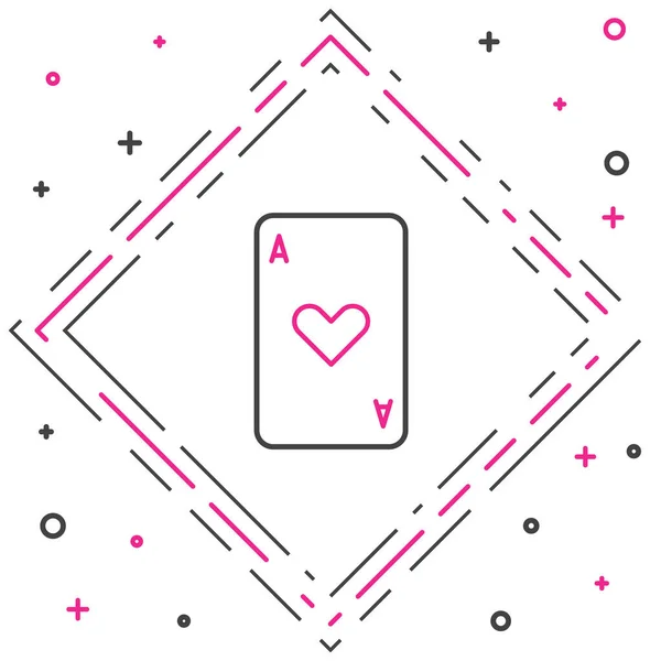 Line Spielkarte Mit Herz Symbol Symbol Auf Weißem Hintergrund Casino — Stockvektor