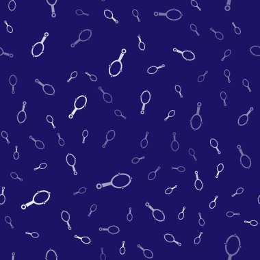 Beyaz Sihirli el aynası ikonu mavi arka planda izole edilmiş pürüzsüz desen. Vektör.