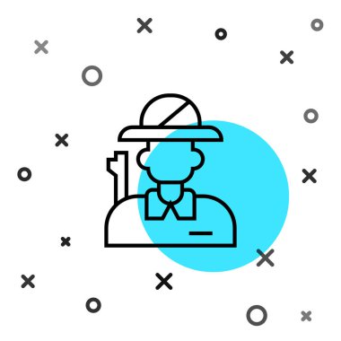 Beyaz arka planda siyah çizgi Hunter simgesi izole edildi. Rastgele dinamik şekiller. Vektör.