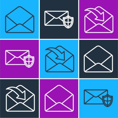 Zarfı, Zarfı ve Zarfı kalkan simgesiyle ayarla. Vektör.