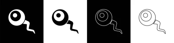 Установите Значок Eye Изолированным Черно Белом Фоне Счастливого Хэллоуина Вектор — стоковый вектор