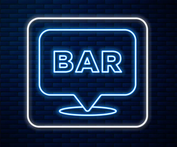 Parlayan Neon Hattı Alkol Veya Bira Barının Bulunduğu Ikon Tuğla — Stok Vektör
