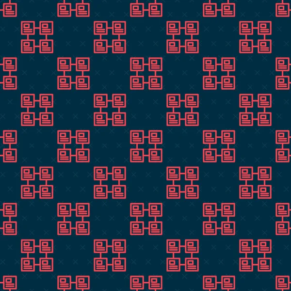 Röd Linje Företag Hierarki Organogram Diagram Infographics Ikon Isolerade Sömlösa — Stock vektor