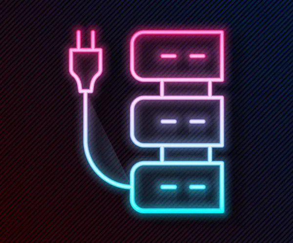 Icona Del Server Linea Neon Incandescente Isolato Sfondo Nero Regolazione — Vettoriale Stock
