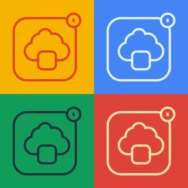 Pop Art Line Icono Transferencia Almacenamiento Datos Tecnología Cloud Aislado — Archivo Imágenes Vectoriales