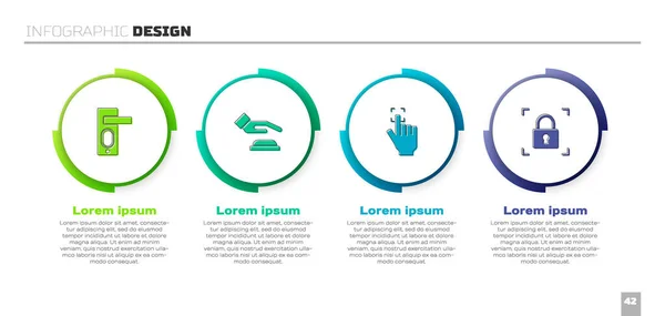 Állítsa Ujjlenyomat Ajtó Zár Palm Felismerés Üzleti Infografikai Sablon Vektor — Stock Vector