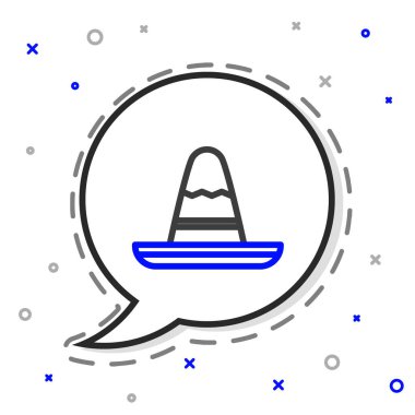 Geleneksel Meksika şapka ikonu beyaz arka planda izole edilmiş. Renkli taslak konsepti. Vektör İllüstrasyonu.