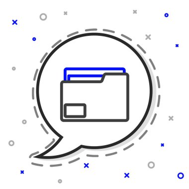 Beyaz arkaplanda izole edilmiş Satır Belgesi dosya simgesi. Muhasebe klasörü sembolü. Muhasebe yönetimi. Renkli taslak konsepti. Vektör İllüstrasyonu.