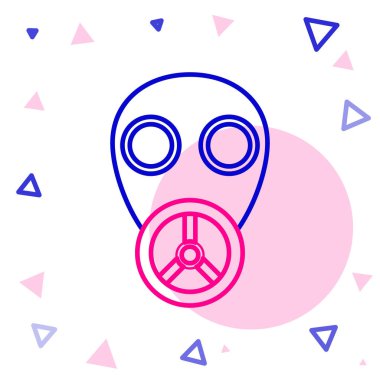 Beyaz arkaplanda çizgi gaz maskesi simgesi izole edildi. Solunum cihazı işareti. Renkli taslak konsepti. Vektör İllüstrasyonu.