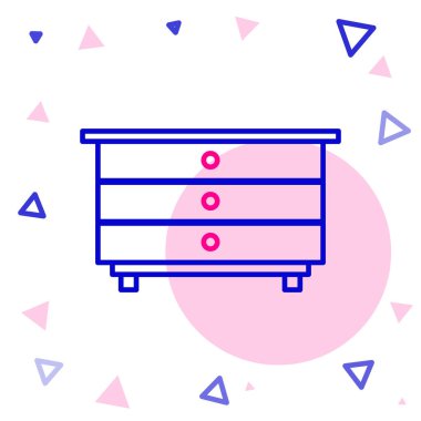 Çizgi Sandığı çekmece simgesi beyaz arkaplanda izole edildi. Renkli taslak konsepti. Vektör İllüstrasyonu.