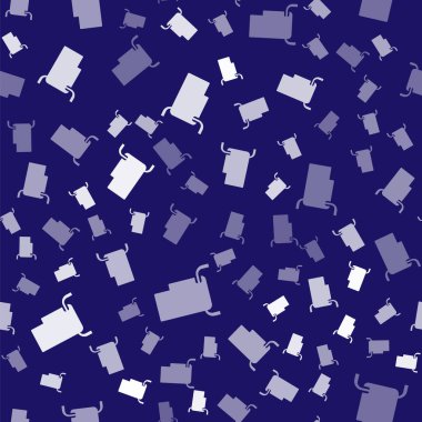 Askı simgesinde beyaz havlu mavi arka planda izole edilmiş pürüzsüz desen. Banyo havlusu ikonu. Vektör İllüstrasyonu.