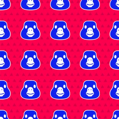 Mavi Kaz ikonu kırmızı arkaplanda izole edilmiş kusursuz desen. Hayvan sembolü. Vektör.